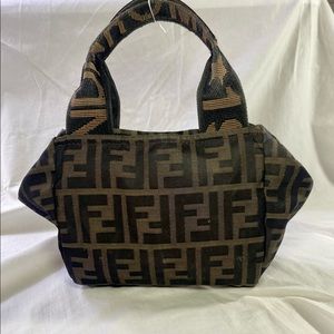 FENDI CANVAS Baguette Authentic Mini Boston Bag
